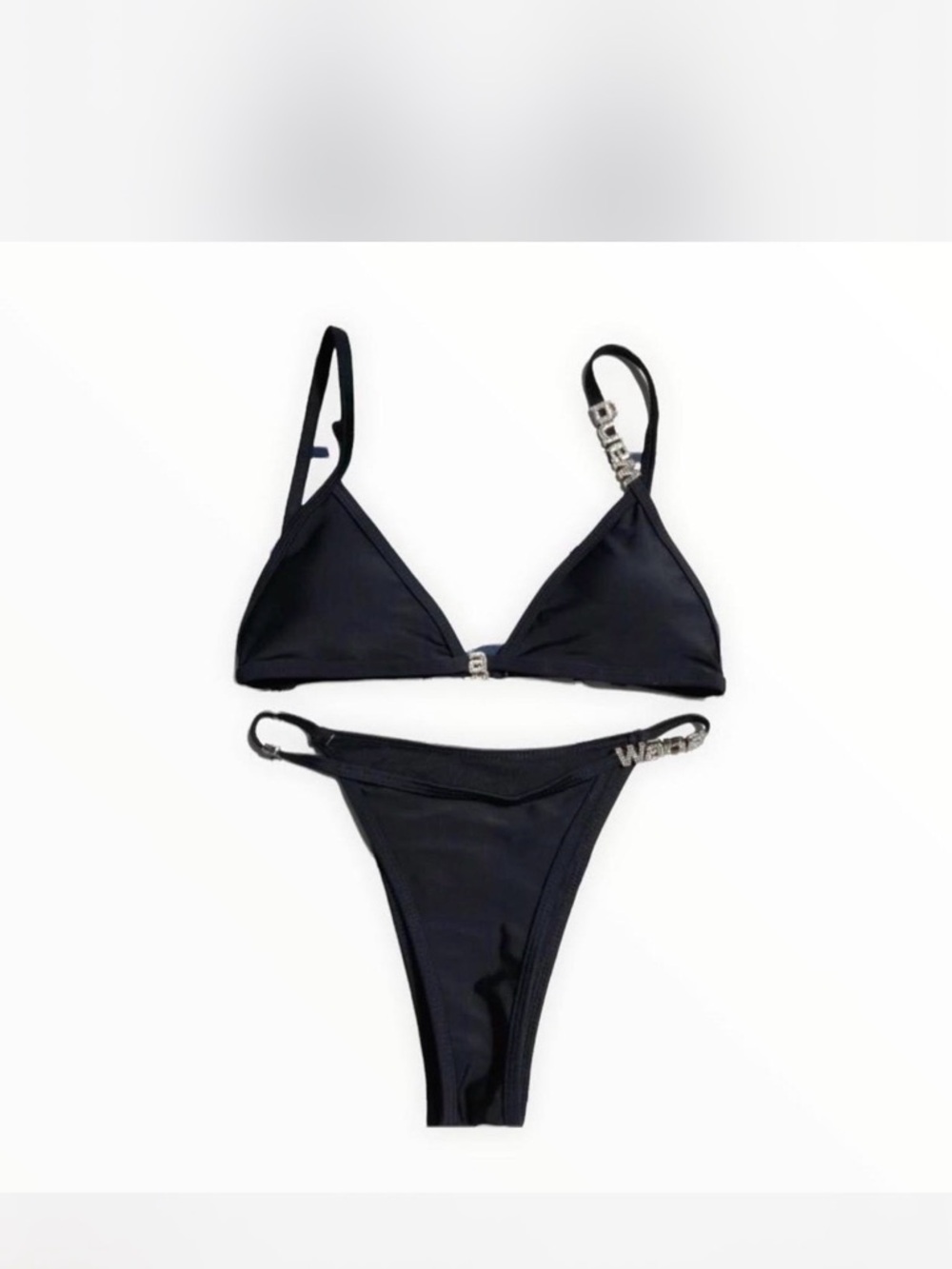 Alexander Wang Black Logo-Trim Triangle Bikini